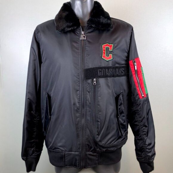 CLEVELAND GUARDIANS Ty Mopkins STARTER Winter Jacket Fleece Lining BLACKLARGE
